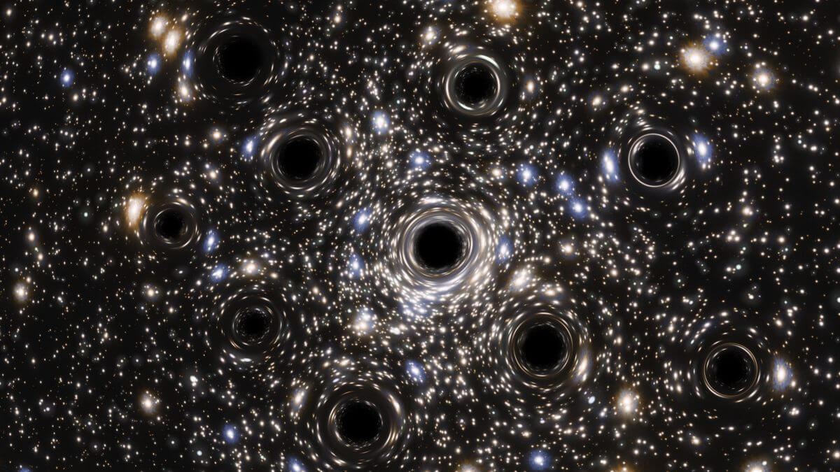 複数の恒星質量ブラックホールを描いたイメージ図