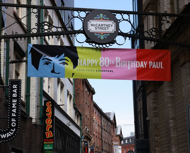 Mathew Street has been temporarily renamed McCartney Street to mark Sir Paul McCartney's 80th birthday